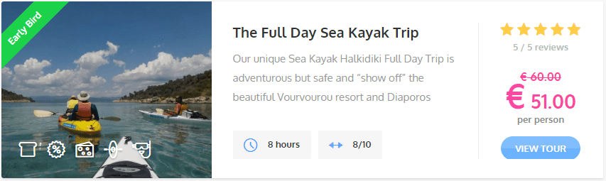 earlybird discount - Full Day sea kayak trip
